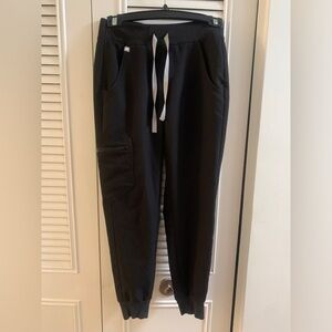 Figs Black Joggers with White Drawstring